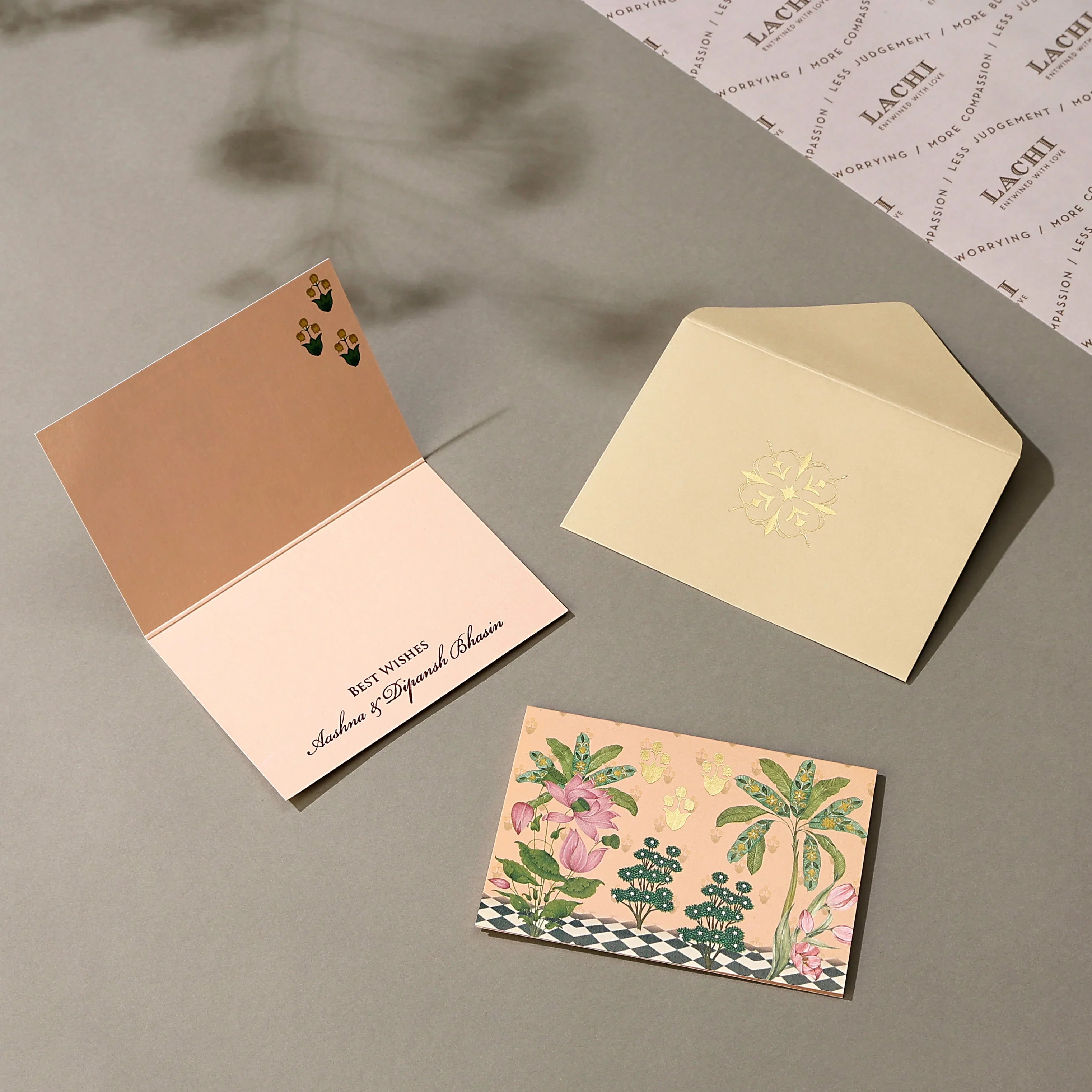 Ganesha Court - Fold Card (Peach)