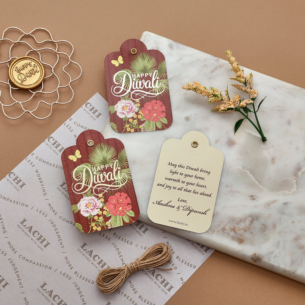 Happy Diwali Gift Tag - Merlot